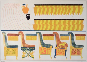 Fresker av møbler fra graven til Ramses IV, 1835-45